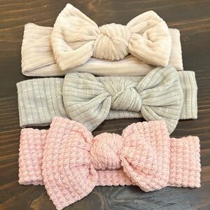 Knotted Bow Headbands for Kids - Pink, Gray, Cream